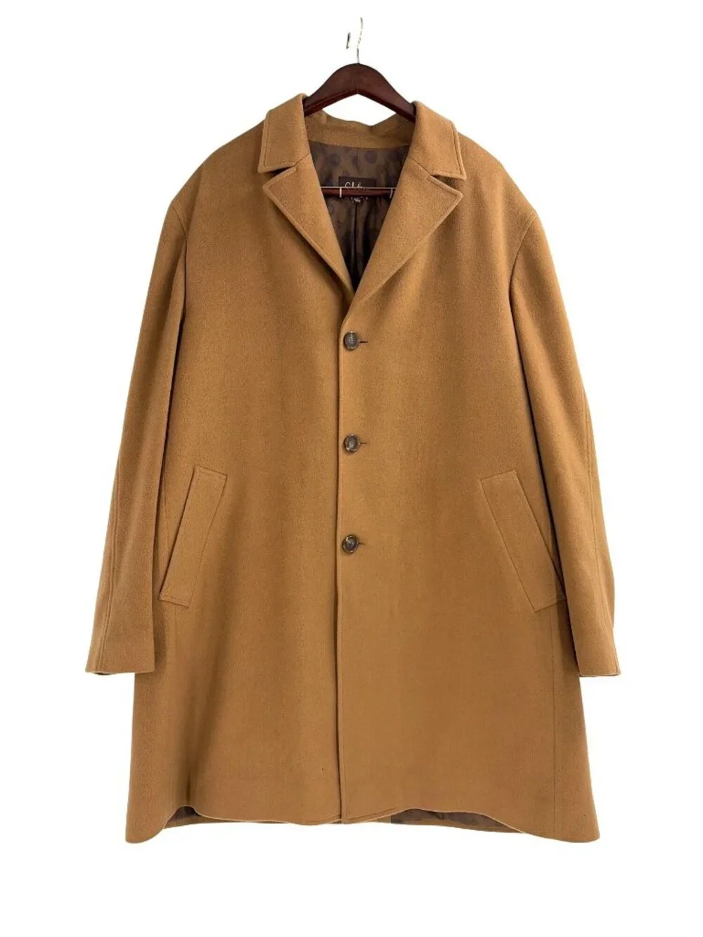 Cole Haan Collection Mens XXL Cashmere Leather Coat Classic Camel Quiet Luxury